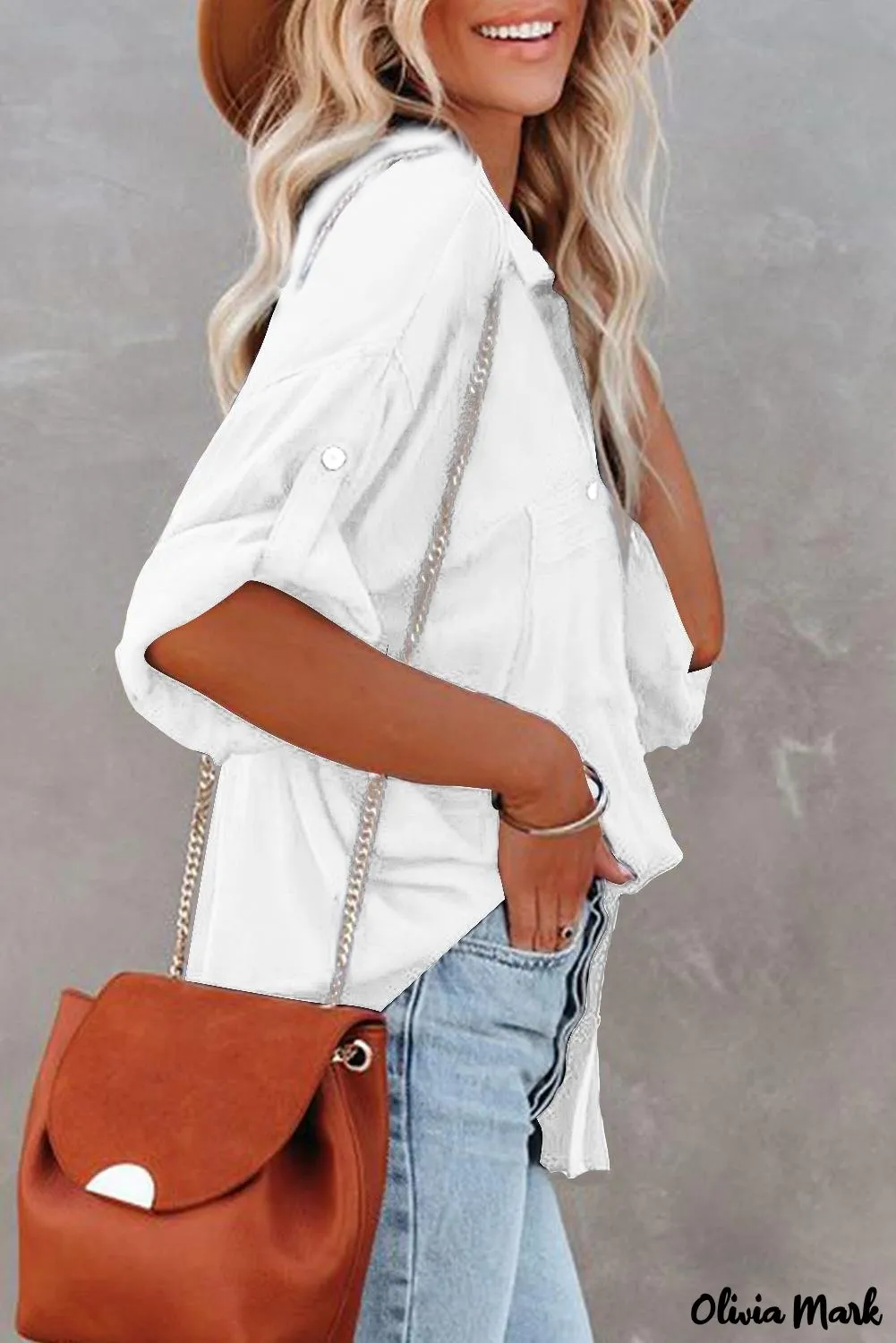 Xieyinshe - White buttoned shirt with long sleeves and plain pocket