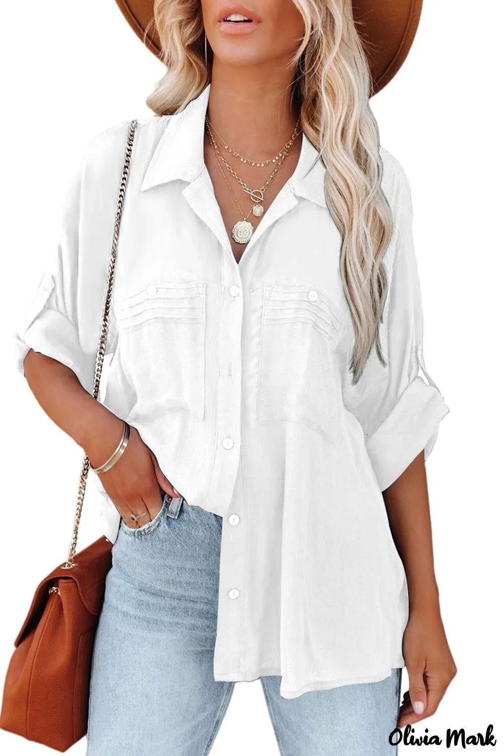 Xieyinshe - White buttoned shirt with long sleeves and plain pocket