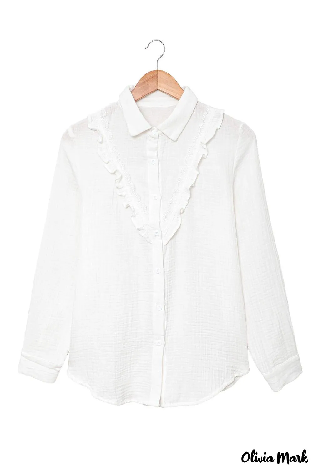 Xieyinshe - White Ruffle Crinkle Long Sleeve Shirt