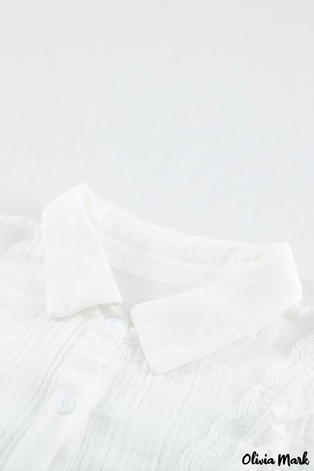 Xieyinshe - White Ruffle Crinkle Long Sleeve Shirt
