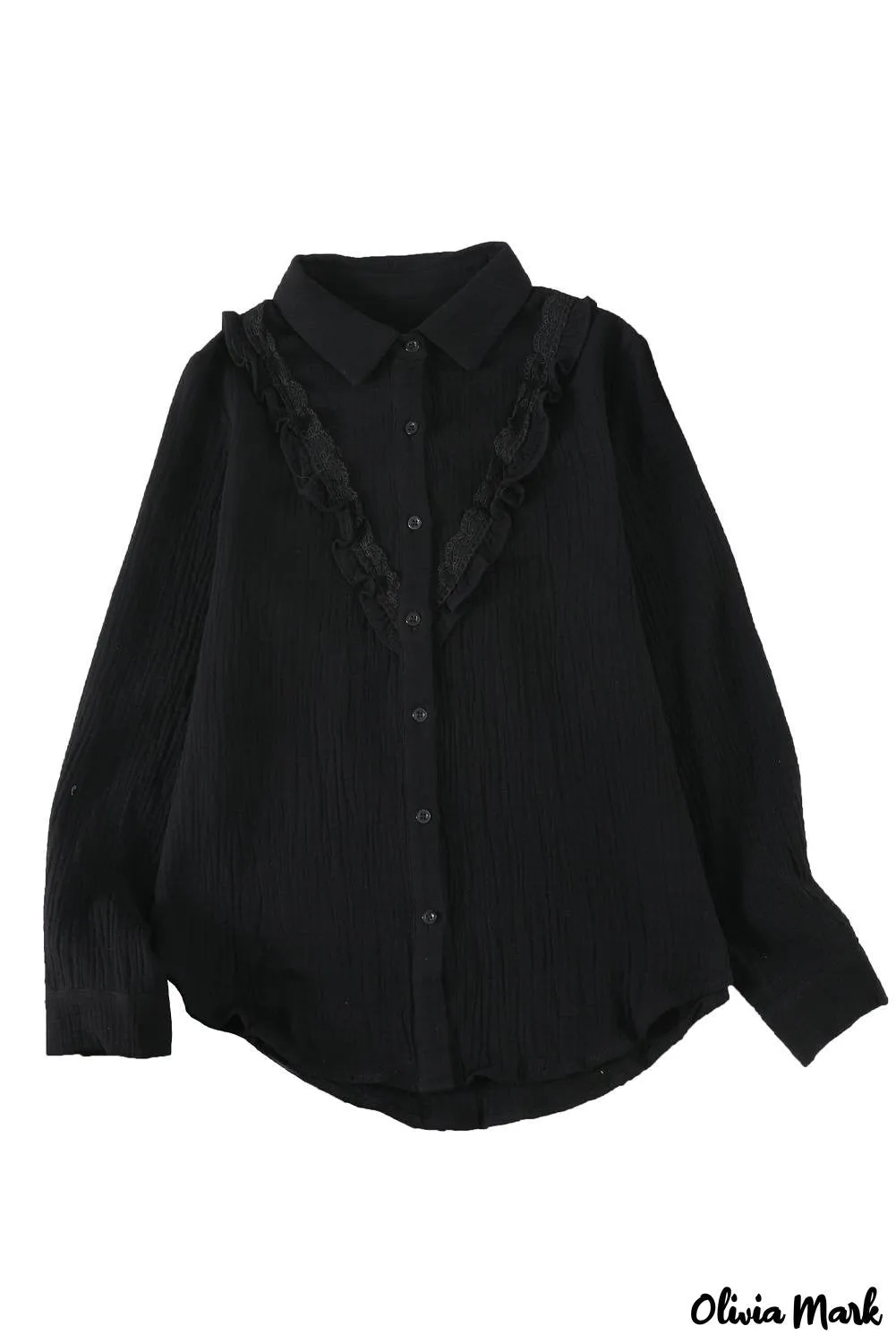 Xieyinshe - White Ruffle Crinkle Long Sleeve Shirt
