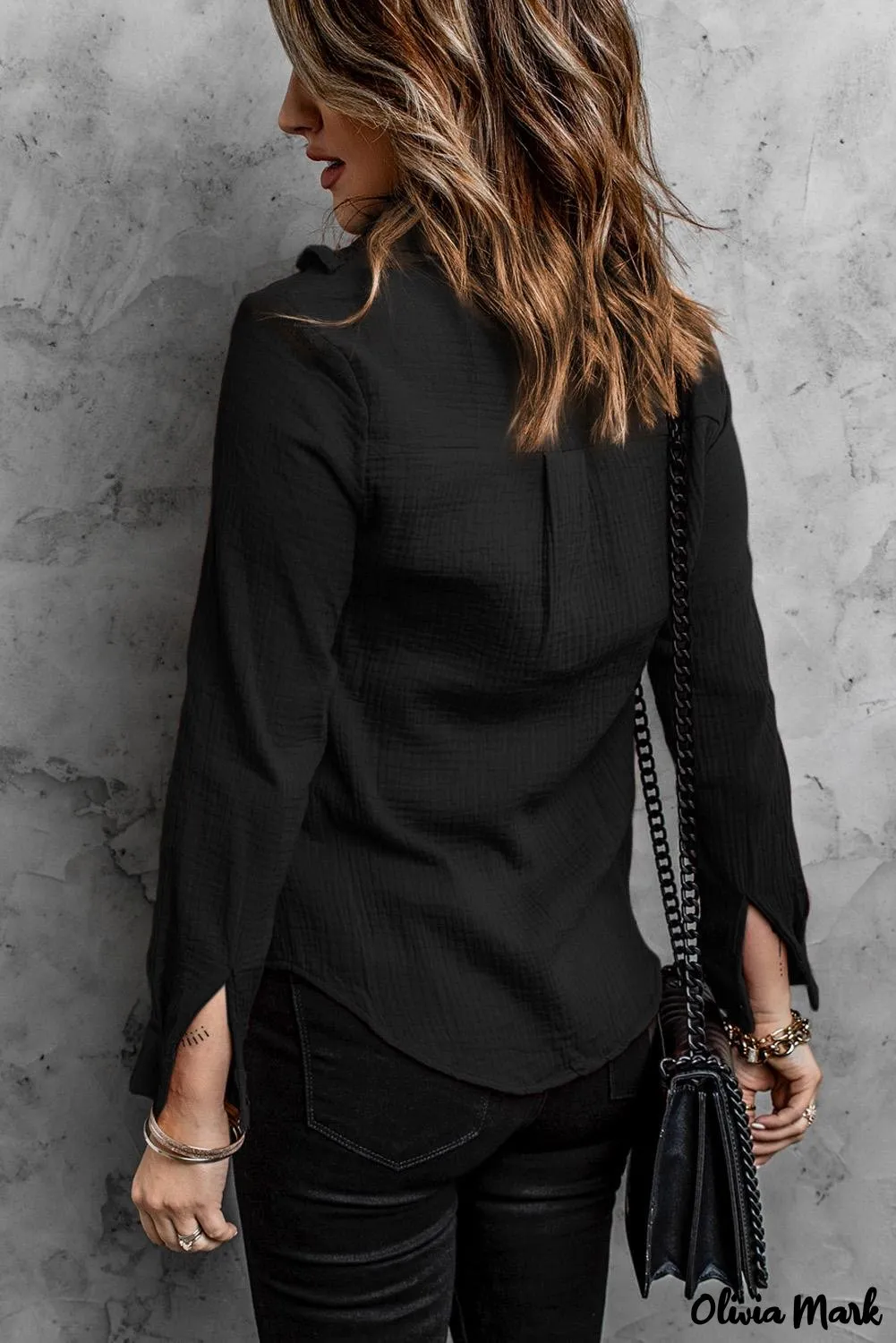 Xieyinshe - White Ruffle Crinkle Long Sleeve Shirt