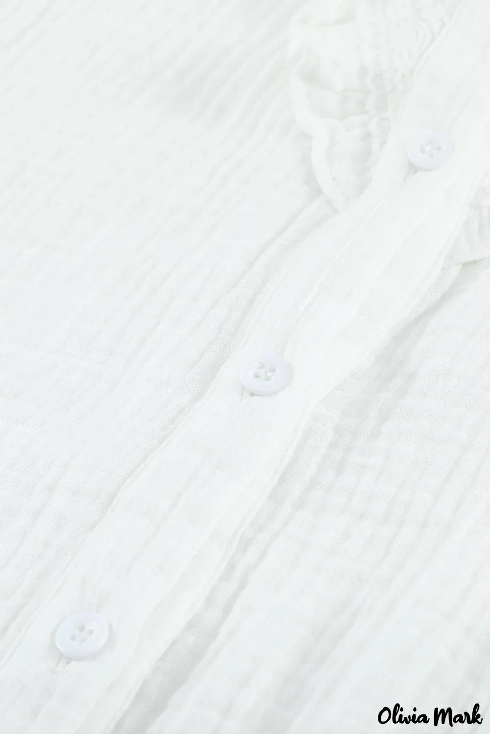 Xieyinshe - White Ruffle Crinkle Long Sleeve Shirt