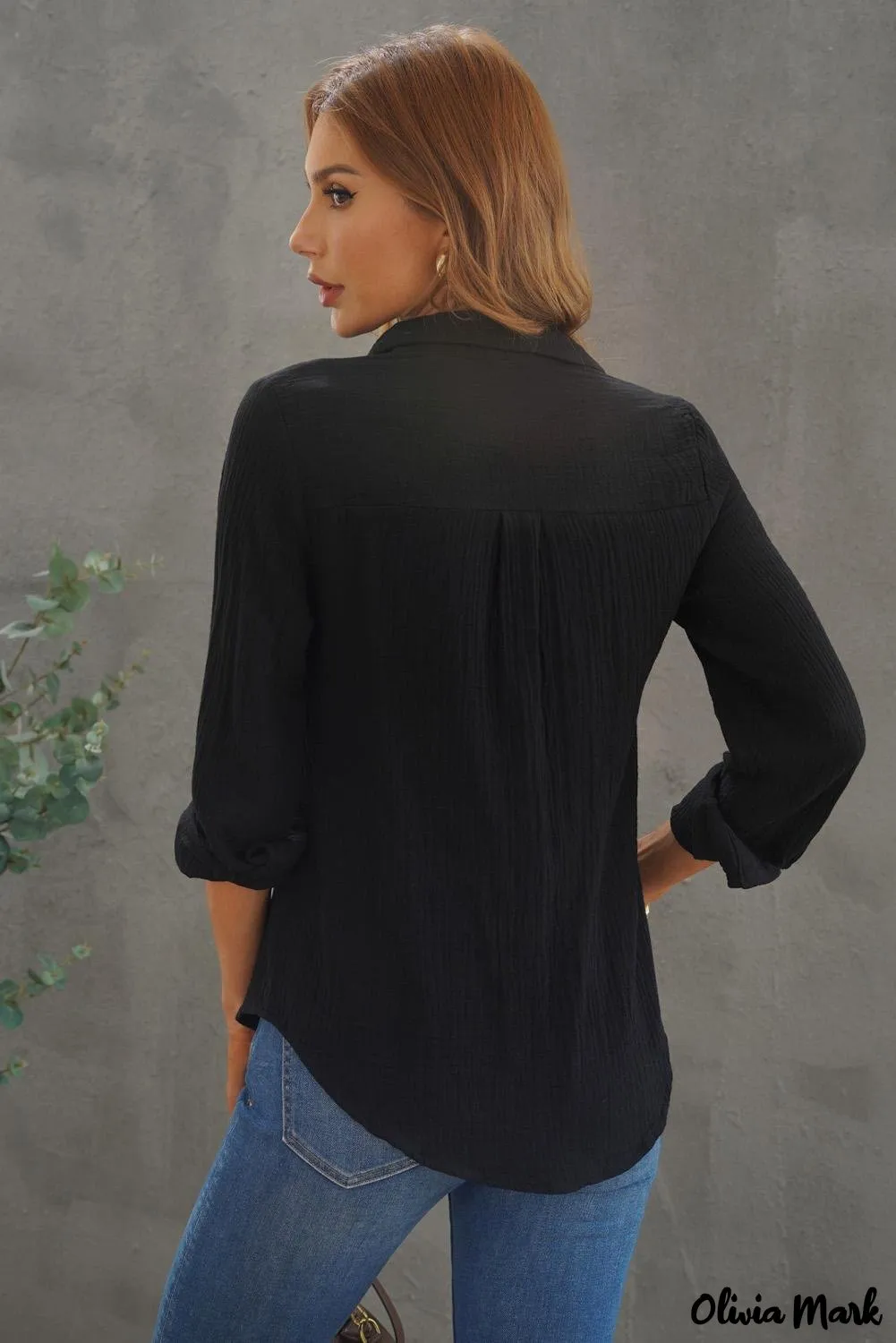 Xieyinshe - White Ruffle Crinkle Long Sleeve Shirt