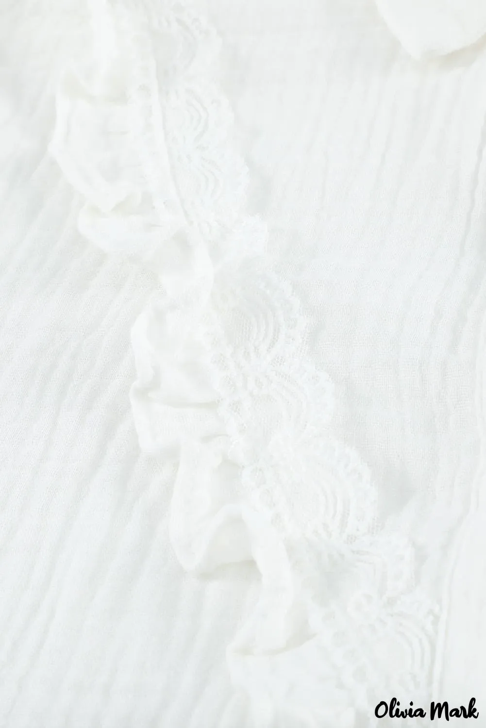 Xieyinshe - White Ruffle Crinkle Long Sleeve Shirt