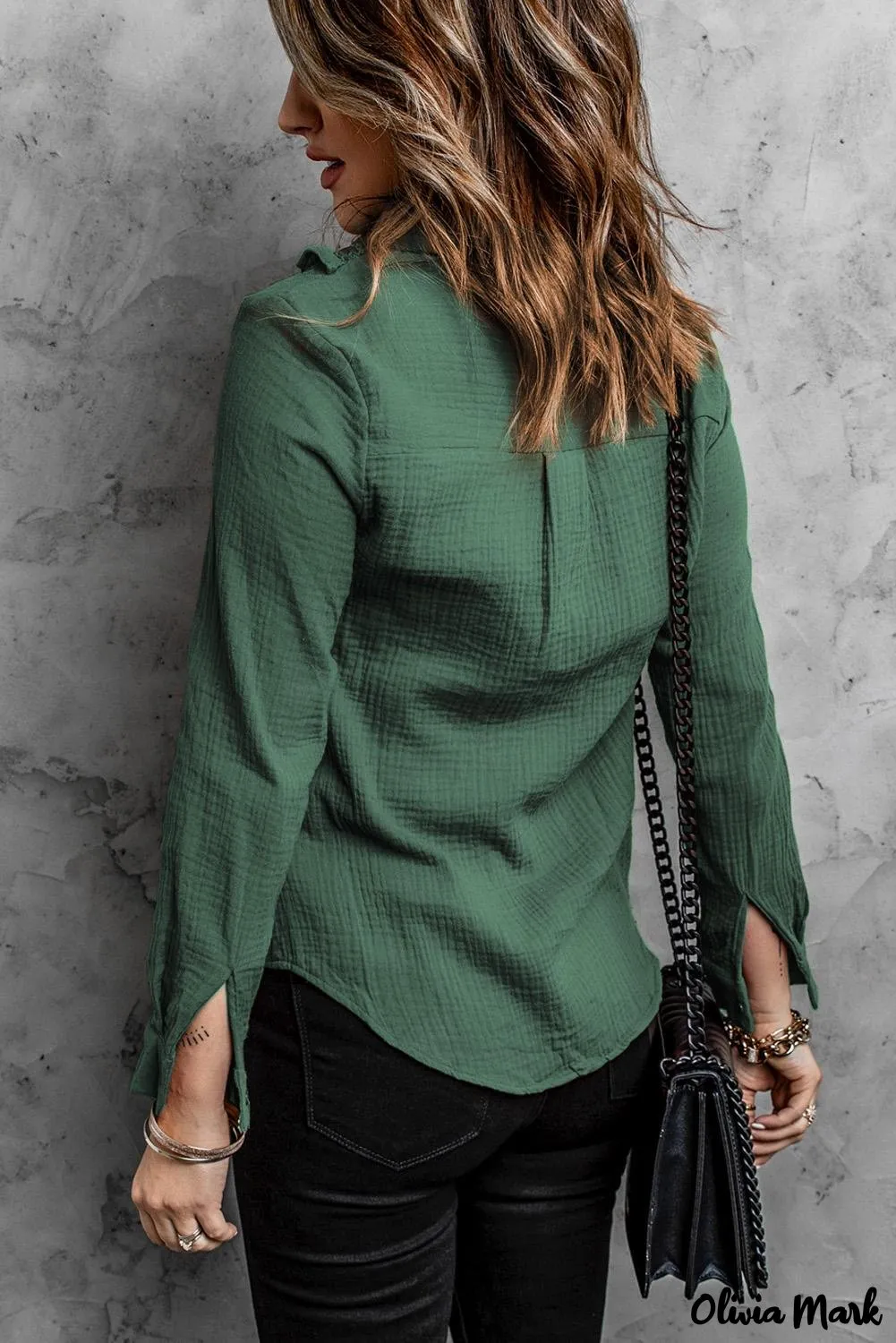 Xieyinshe - White Ruffle Crinkle Long Sleeve Shirt