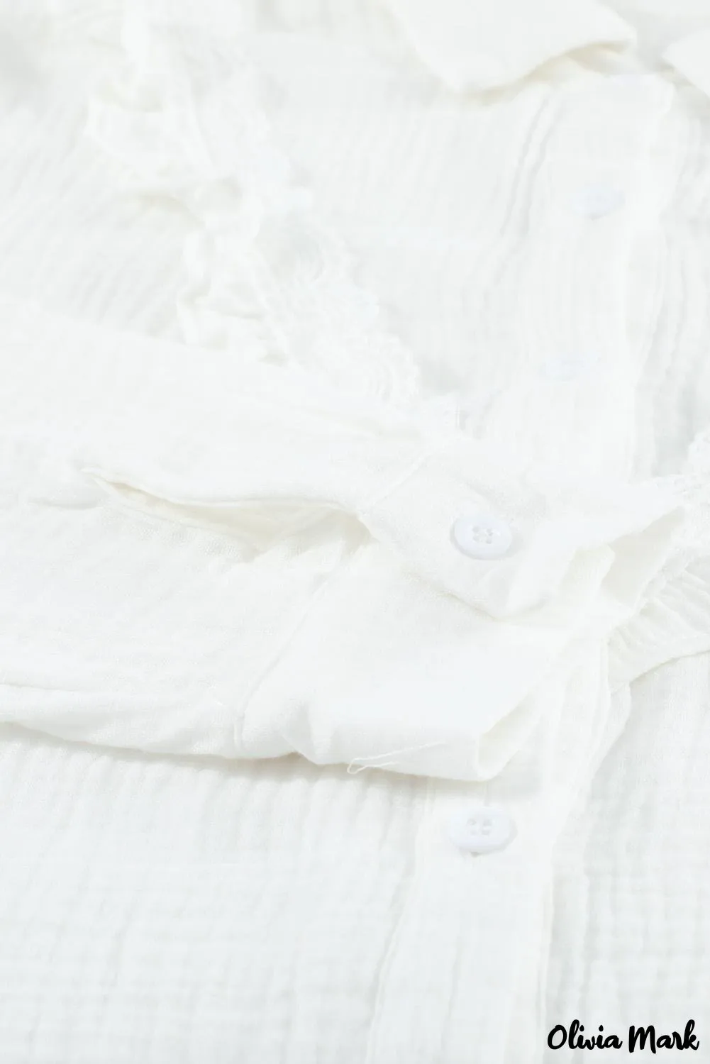 Xieyinshe - White Ruffle Crinkle Long Sleeve Shirt