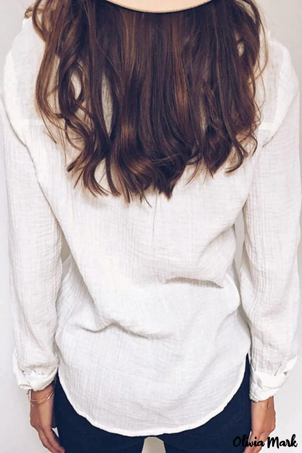 Xieyinshe - White Ruffle Crinkle Long Sleeve Shirt