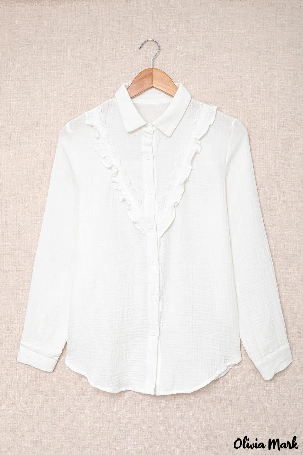 Xieyinshe - White Ruffle Crinkle Long Sleeve Shirt