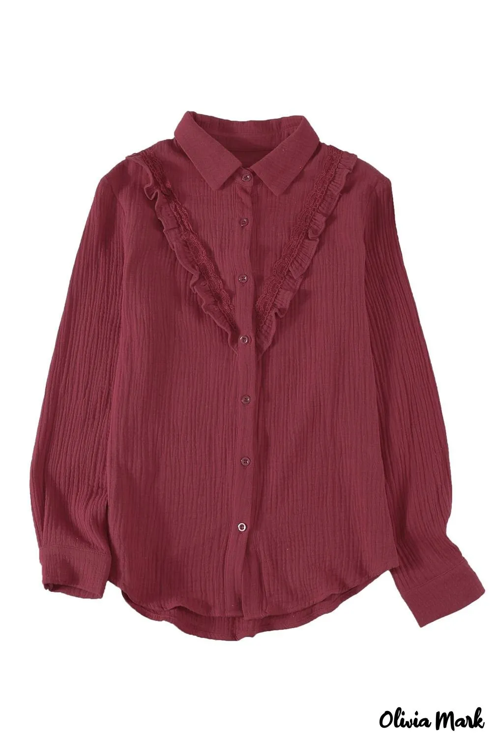 Xieyinshe - White Ruffle Crinkle Long Sleeve Shirt