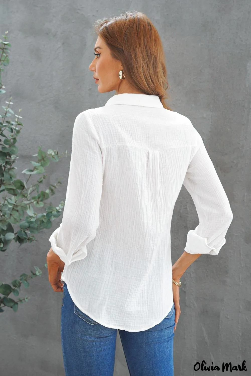 Xieyinshe - White Ruffle Crinkle Long Sleeve Shirt