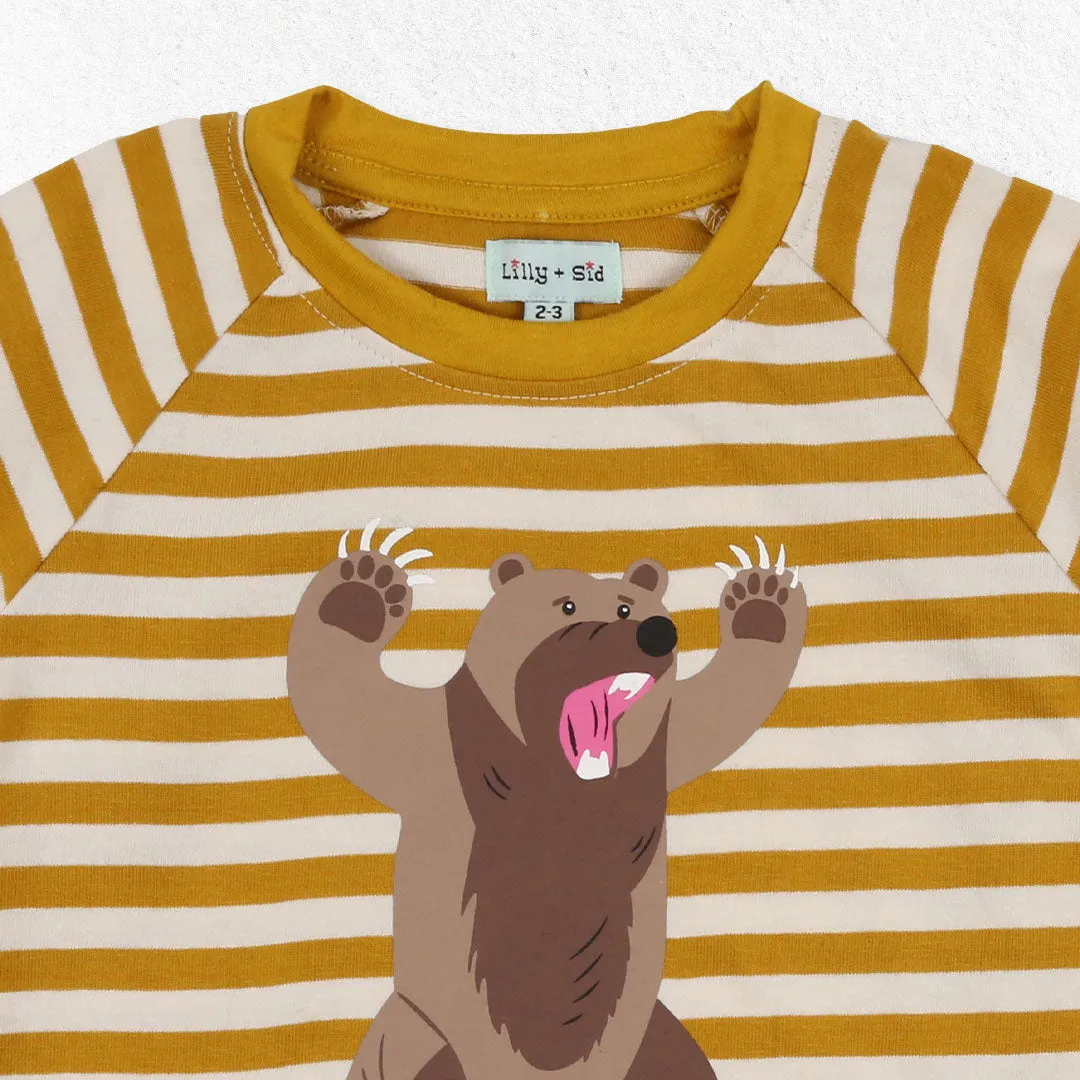 Yellow Grizzly Bear Print Top
