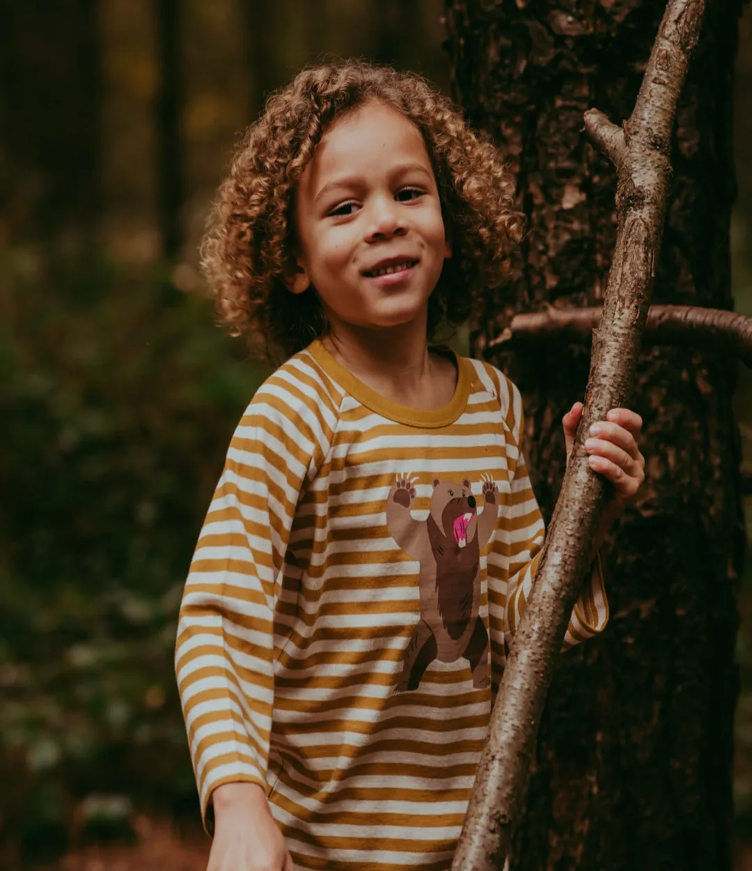 Yellow Grizzly Bear Print Top