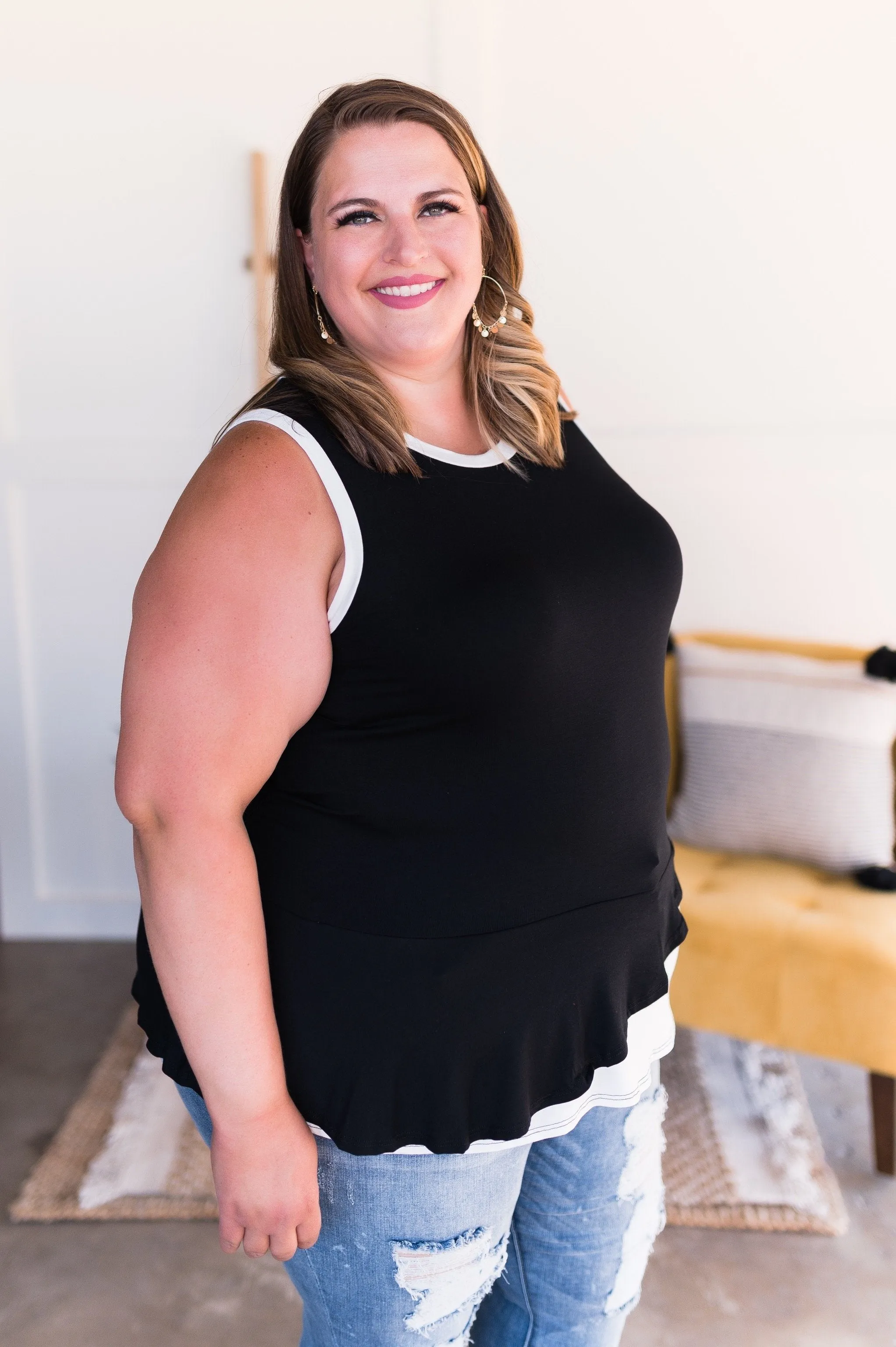 You've Got Me Sleeveless Top in Black & White
