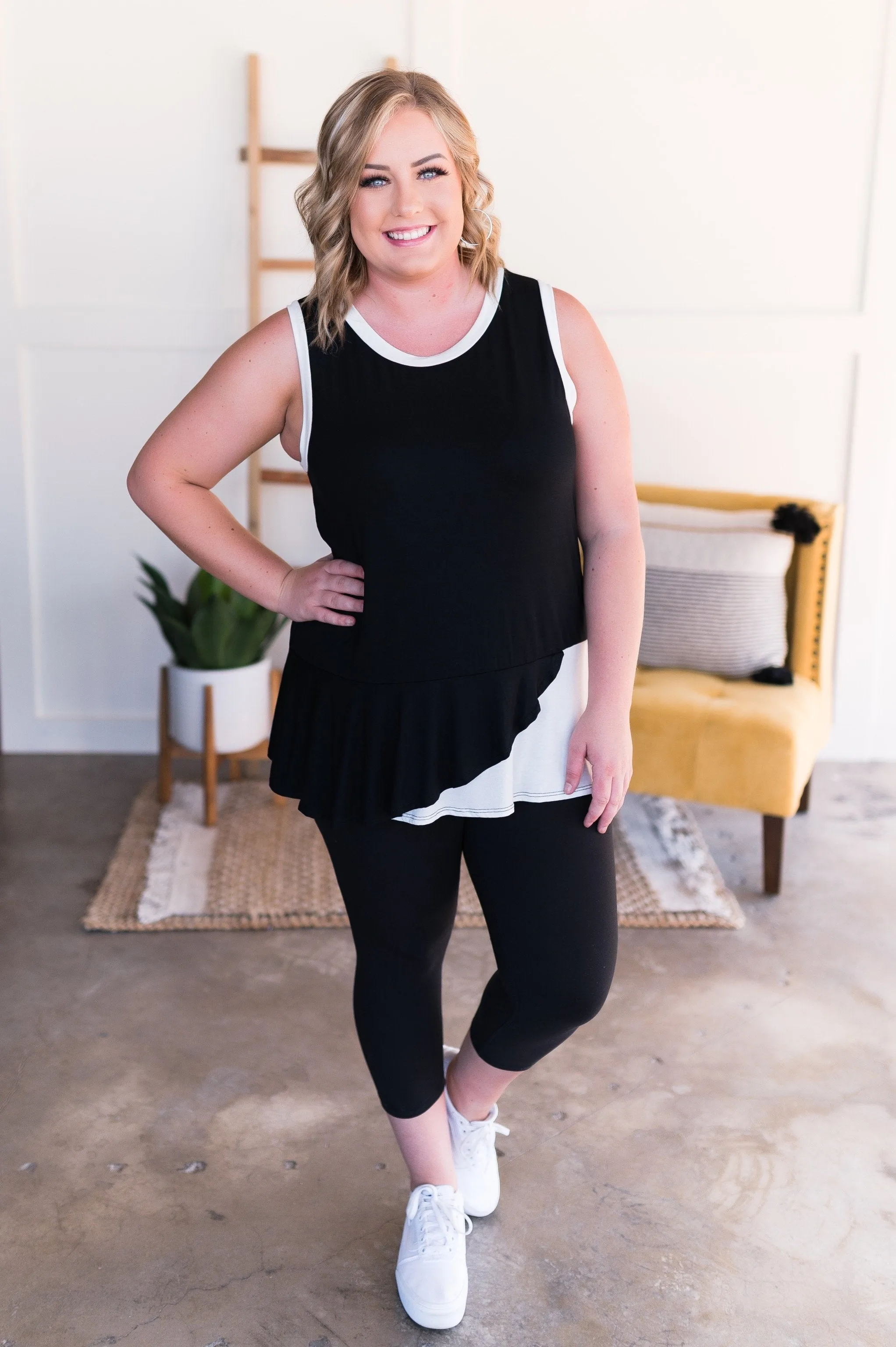 You've Got Me Sleeveless Top in Black & White