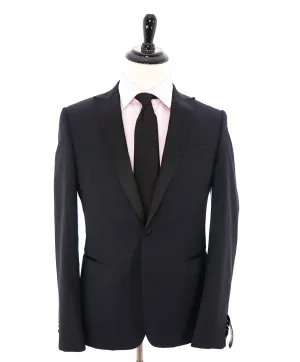 Z ZEGNA - Navy Blue Micro Check Textured Fabric Drop 8 Tuxedo Suit - 40R