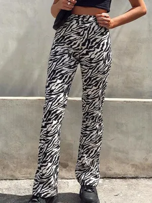 Zebra Print Mopping Straight Pants