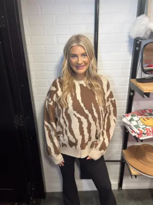ZEBRA PRINTED KNIT SWEATER