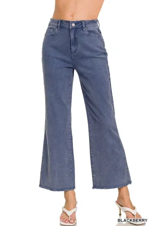 Zenana Blackberry Acid Wash Straight Leg Pants