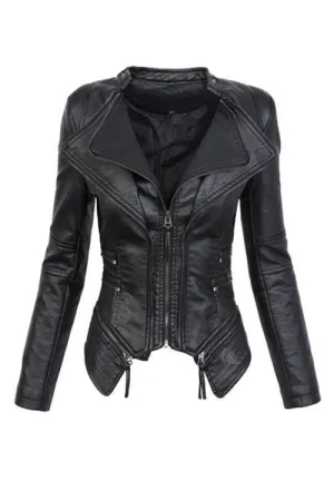 Zipper Slim Leather Jackets