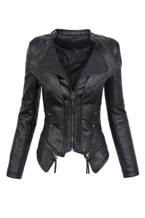 Zipper Slim Leather Jackets