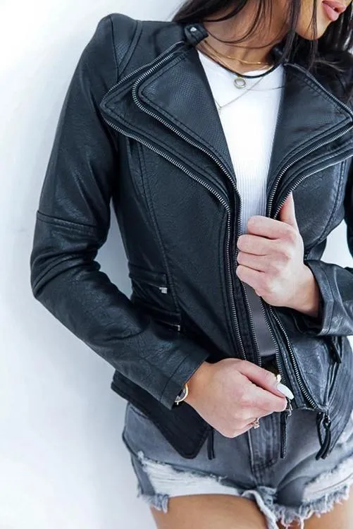 Zipper Slim Leather Jackets